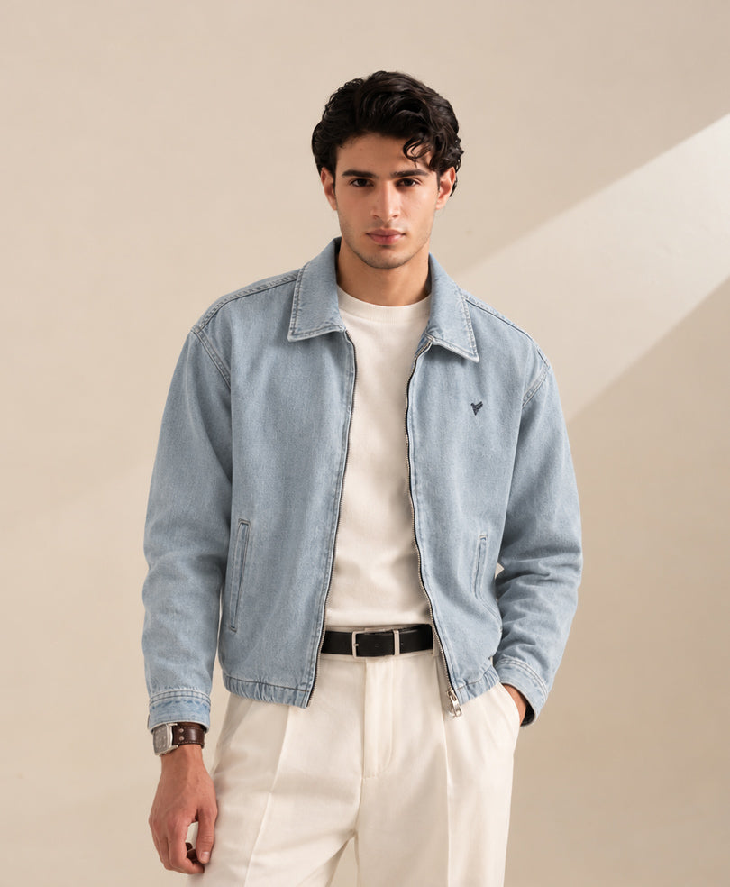 Utility Denim Bomber Jacket