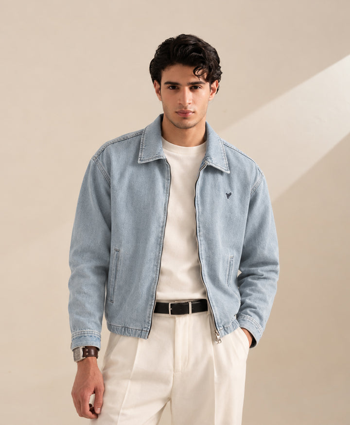 Utility Denim Bomber Jacket