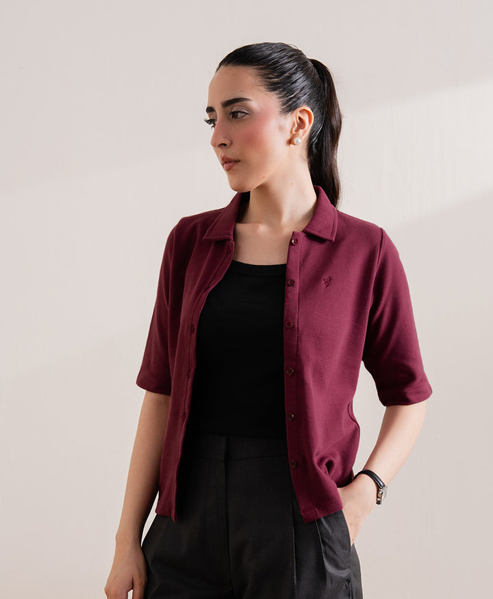 Burgundy Knitted Cardigan POLO (Women)