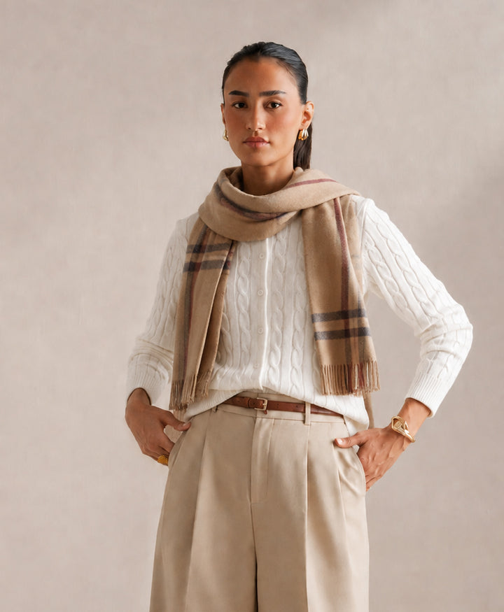 White Cable Knit Cardigan (Women)