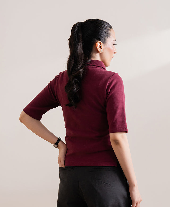 Burgundy Knitted Cardigan POLO (Women)