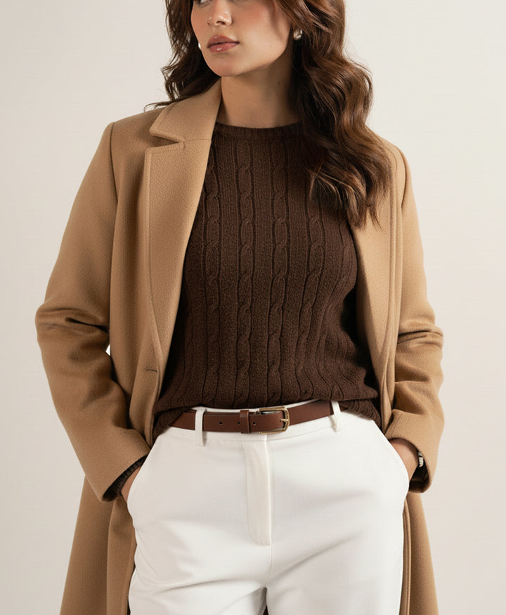 Chocolate Cable Knit Sweater (Women)
