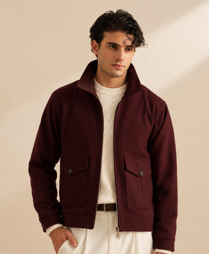 Modern Minimal Jacket Maroon