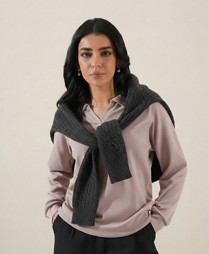 Fawn Interlock Full Sleeve Polo (Women)