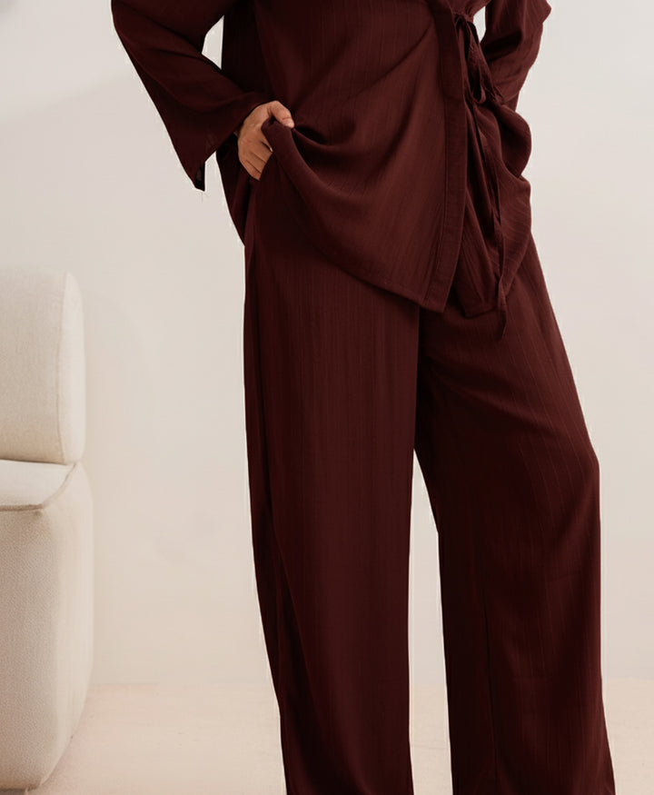 Burgundy Line Wrap Shirt (Women)