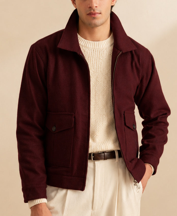 Modern Minimal Jacket Maroon