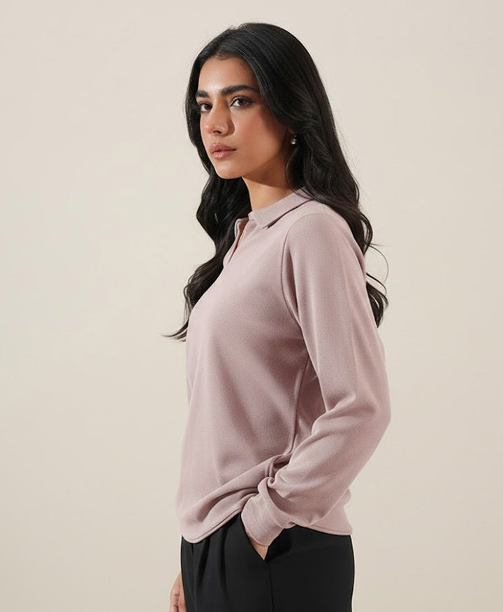 Fawn Interlock Full Sleeve Polo (Women)