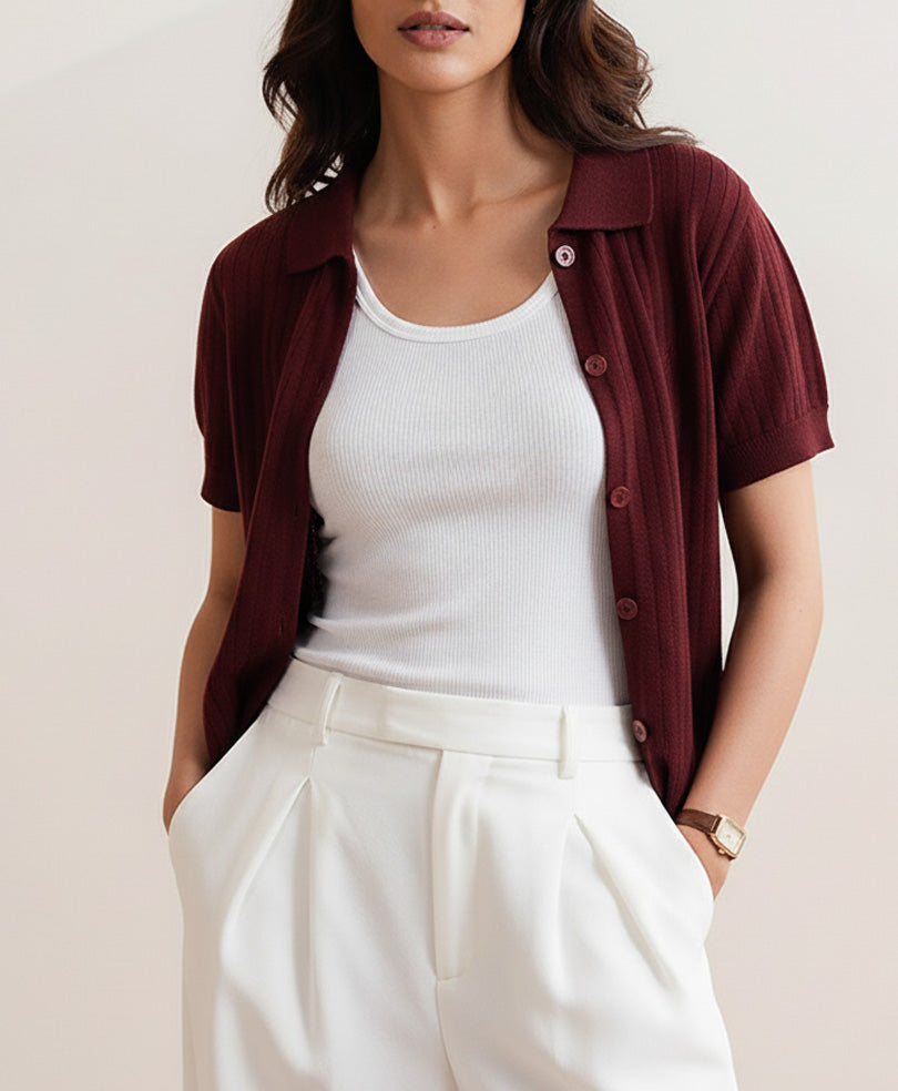Maroon Fine Knit Cardigan (Women)
