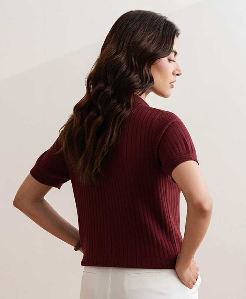 Maroon Fine Knit Cardigan (Women)