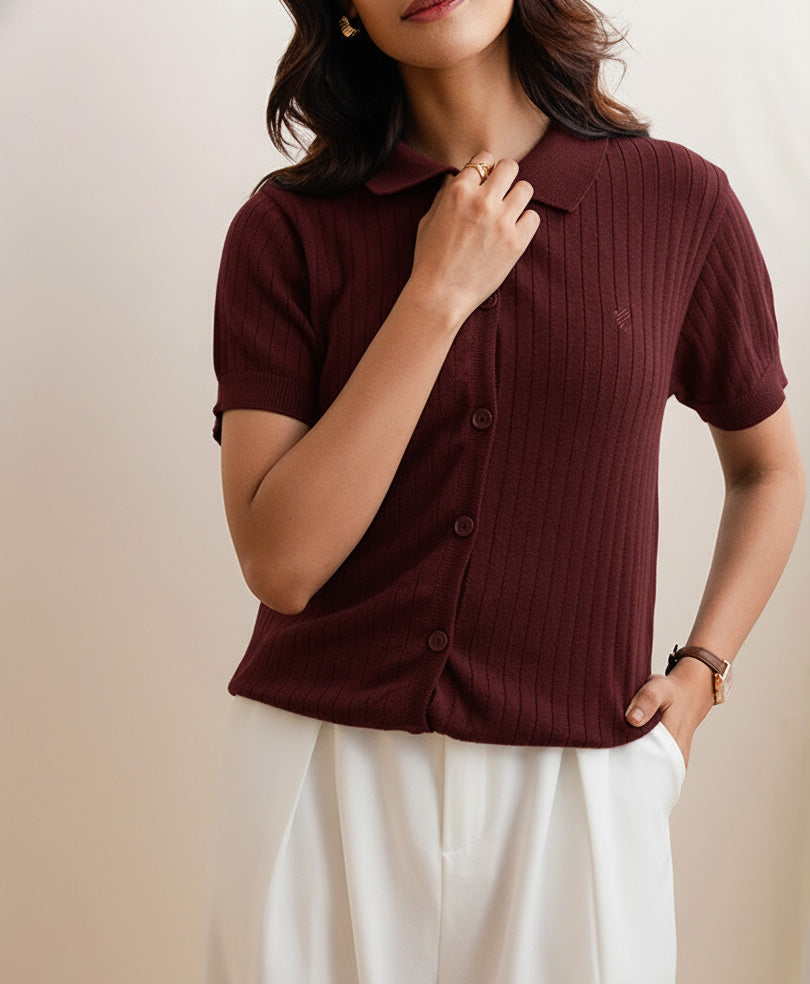 Maroon Fine Knit Cardigan (Women)