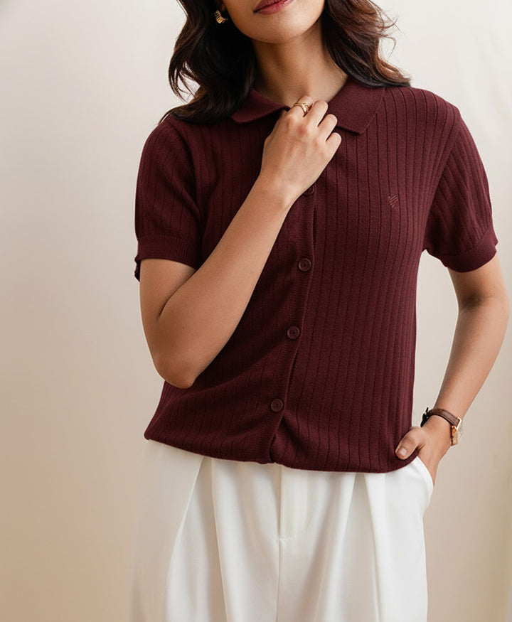 Maroon Fine Knit Cardigan (Women)