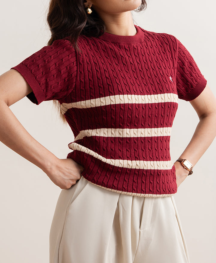Maroon Striped Crew (Women)
