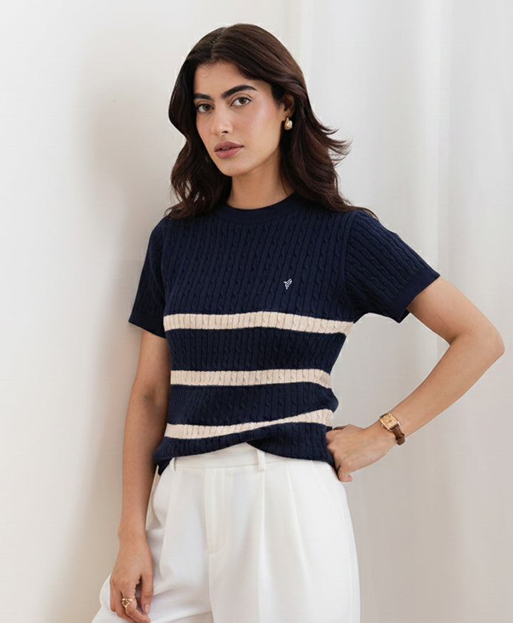 Navy Striped Crew (Women)