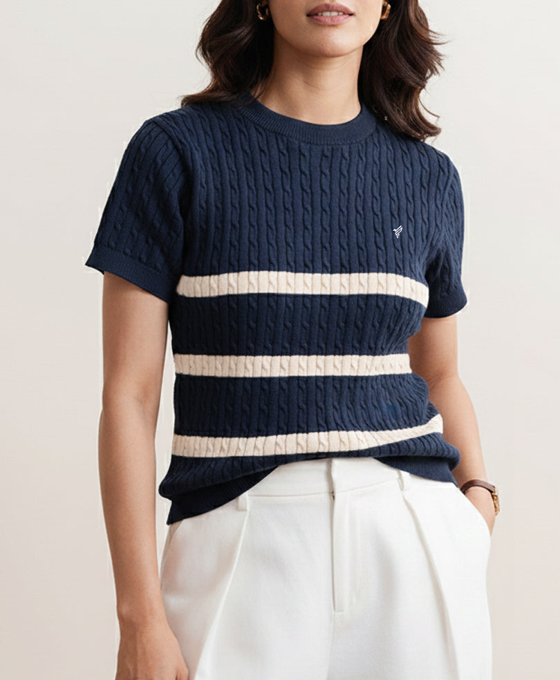 Navy Striped Crew (Women)