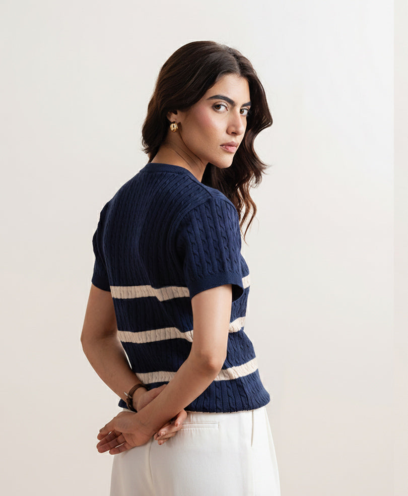 Navy Striped Crew (Women)