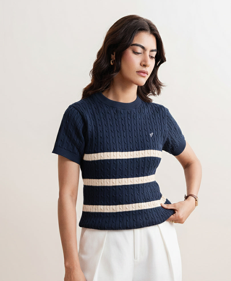 Navy Striped Crew (Women)