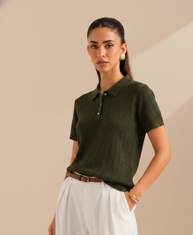 Olive Cable Crest POLO (Women)
