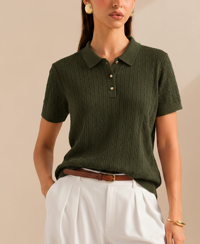 Olive Cable Crest POLO (Women)