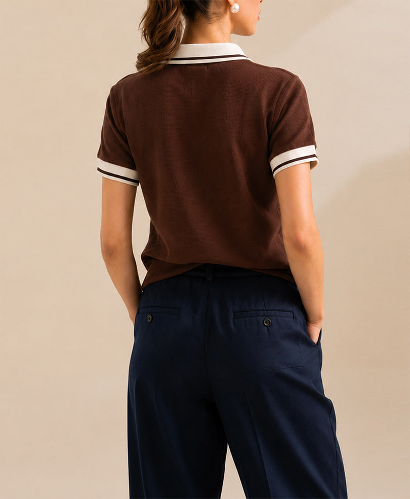 Chocolate Waffle Contrast POLO (Women)