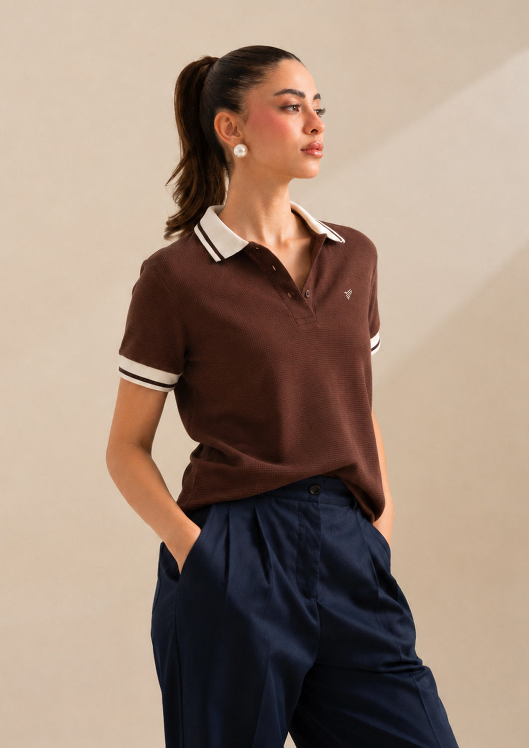 Chocolate Waffle Contrast POLO (Women)
