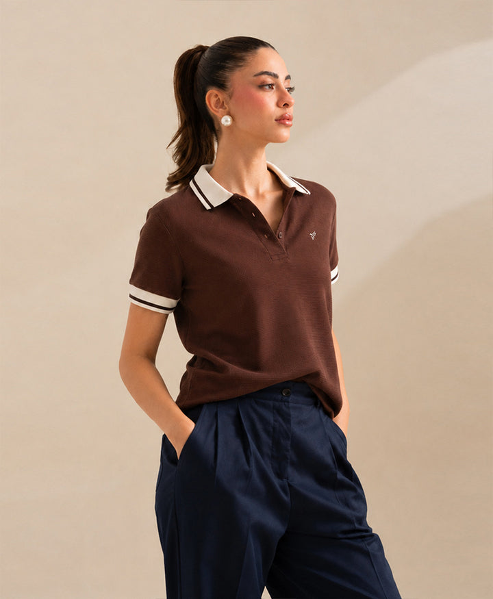 Chocolate Waffle Contrast POLO (Women)