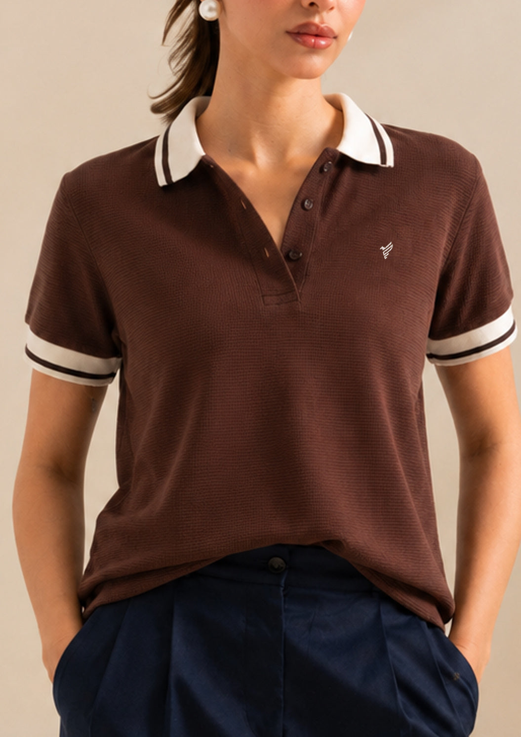 Chocolate Waffle Contrast POLO (Women)