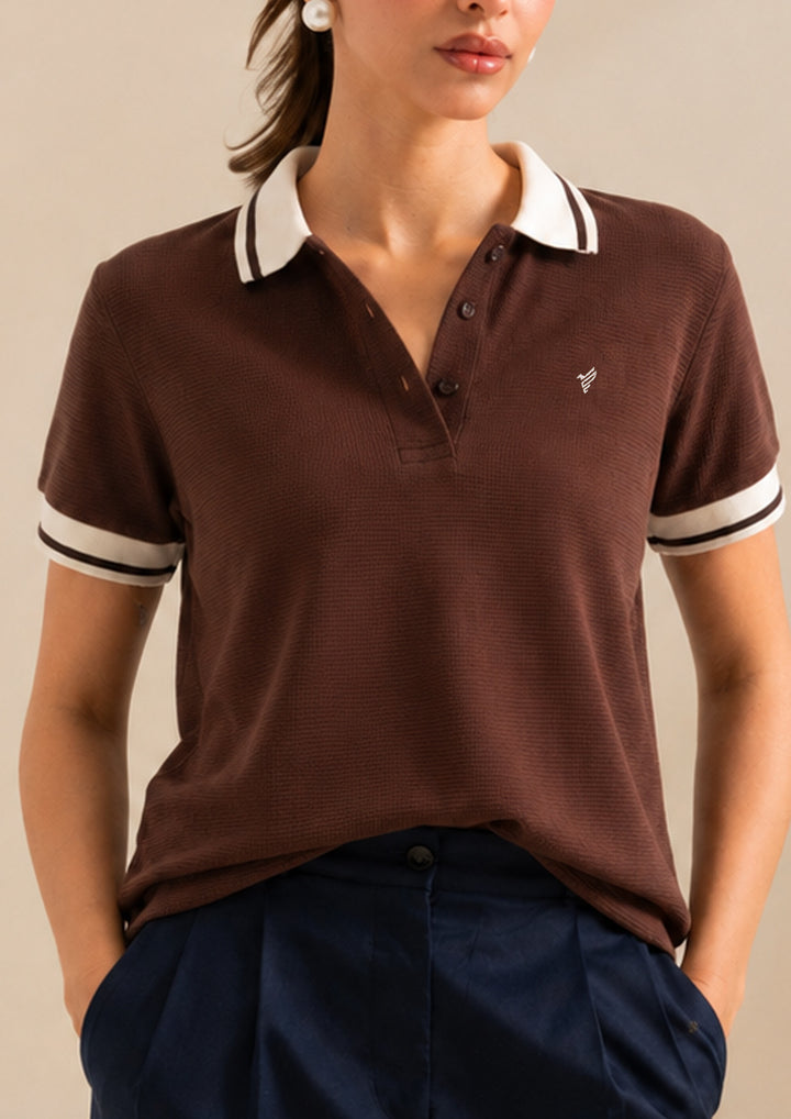 Chocolate Waffle Contrast POLO (Women)