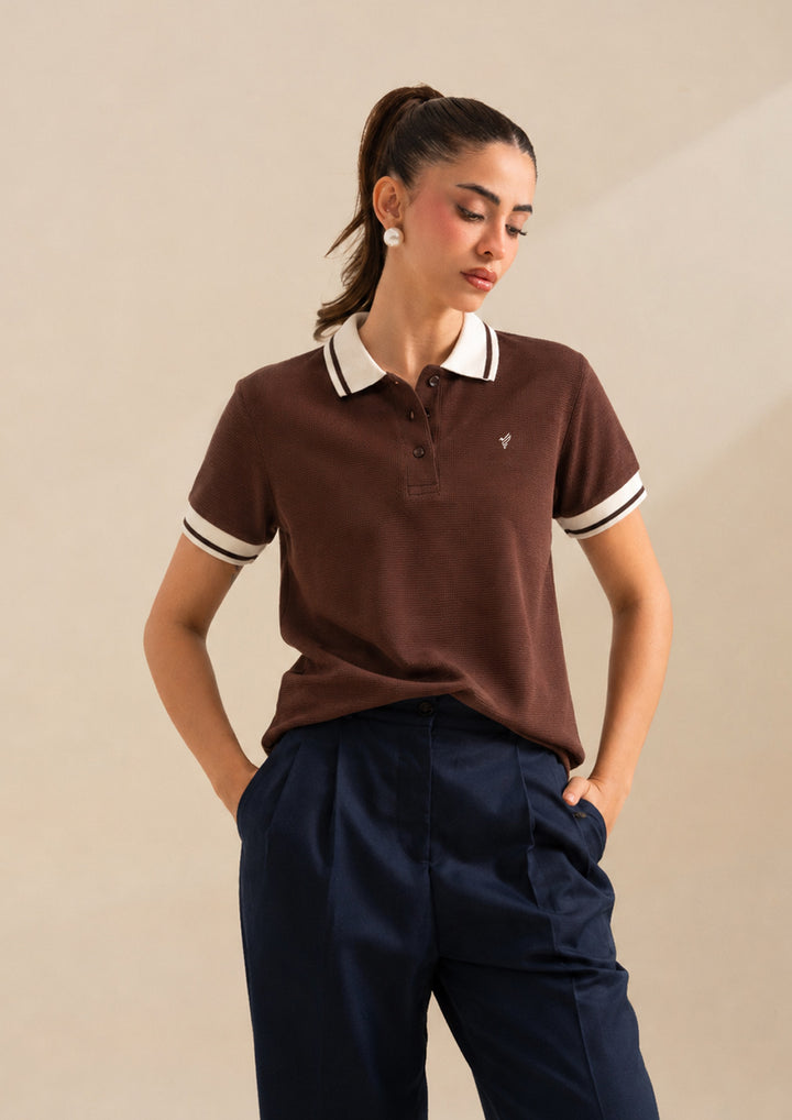Chocolate Waffle Contrast POLO (Women)