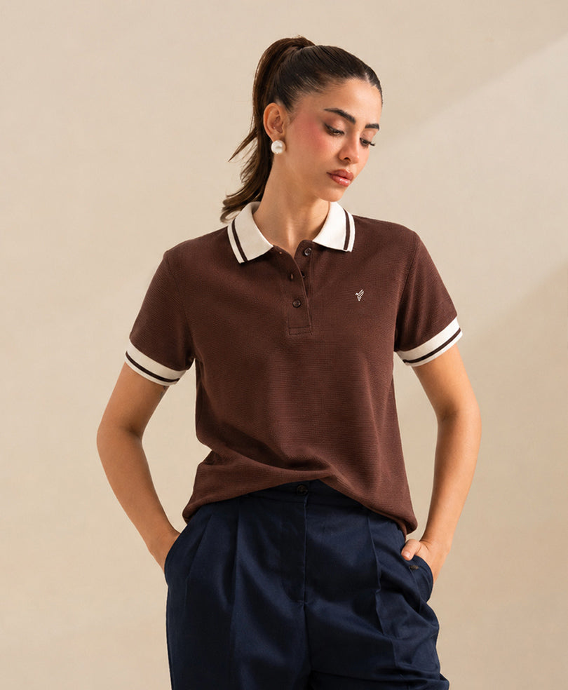 Chocolate Waffle Contrast POLO (Women)