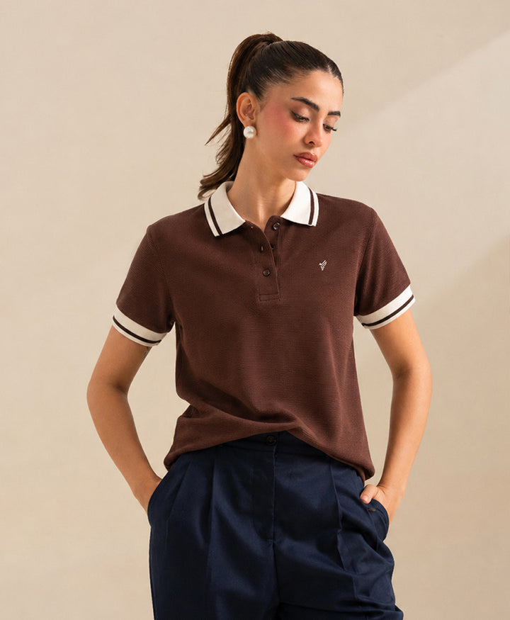 Chocolate Waffle Contrast POLO (Women)