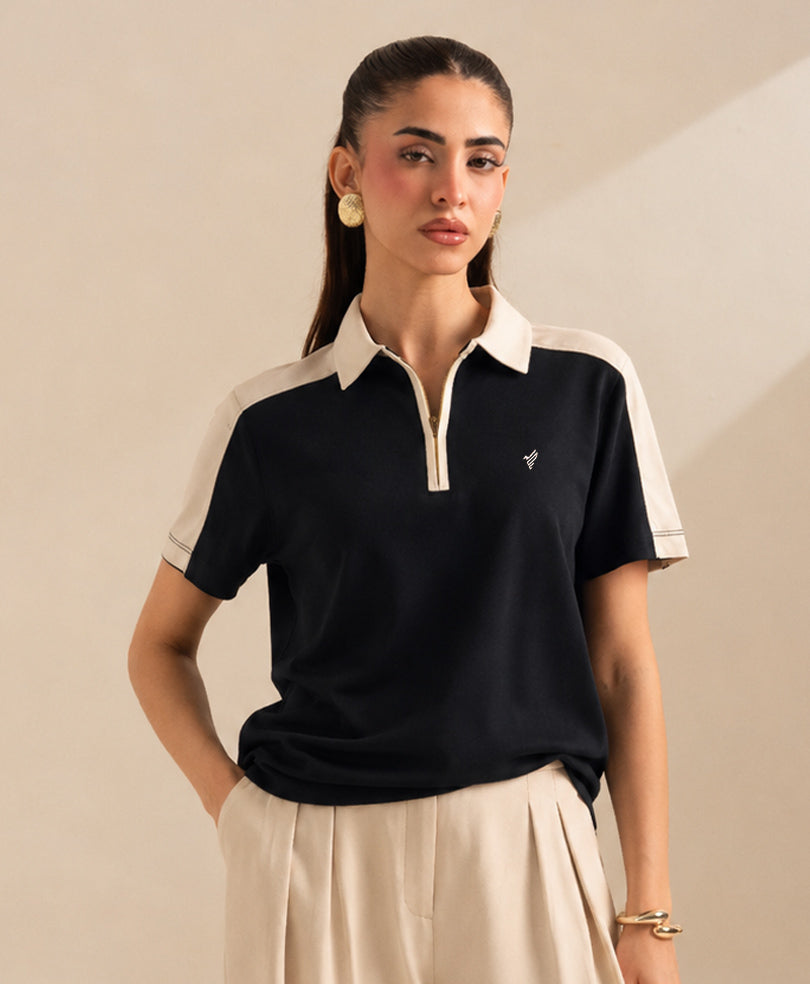 Black Contrast POLO (Women)