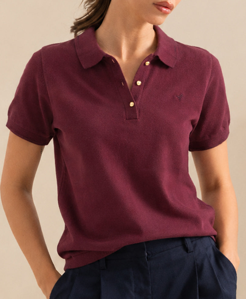 Burgundy Summer Knit POLO (Women)