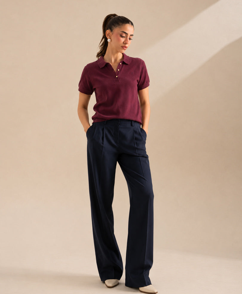Burgundy Summer Knit POLO (Women)