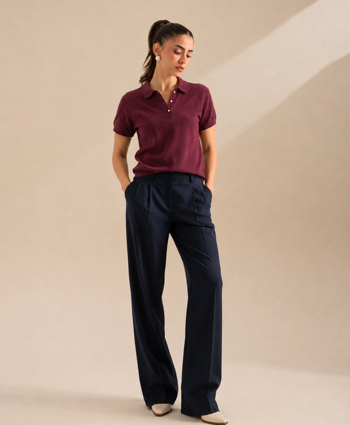 Burgundy Summer Knit POLO (Women)