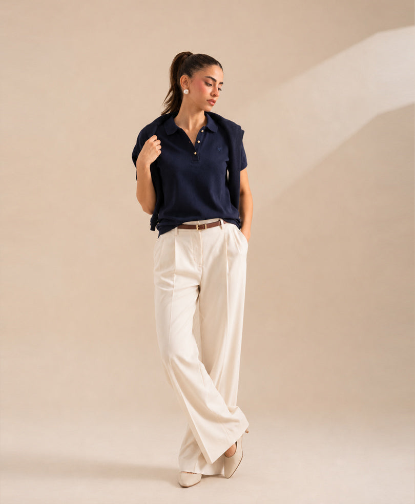 Navy Summer Knit POLO (Women)
