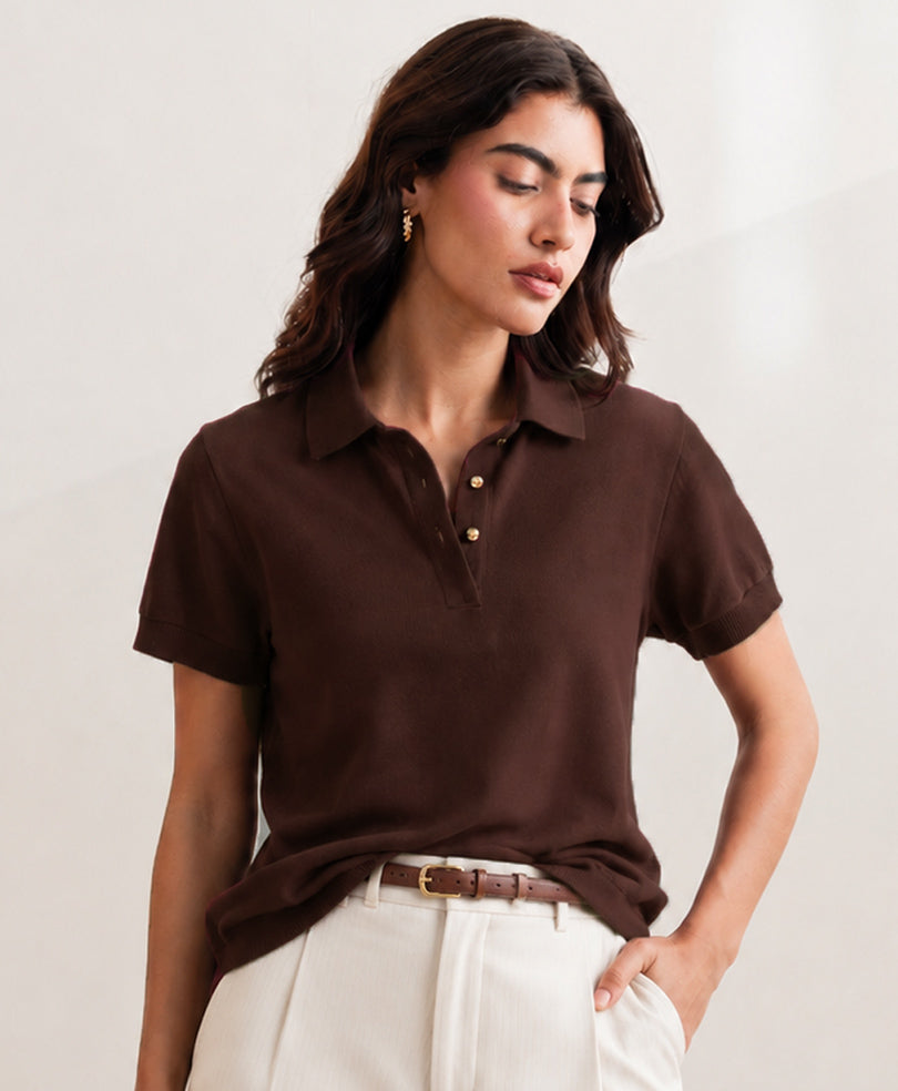 Chocolate Summer knit POLO (Women)