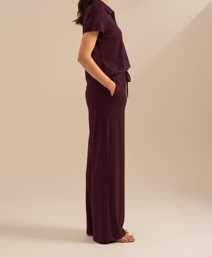 Day Ease Burgundy Zip POLO (Women)