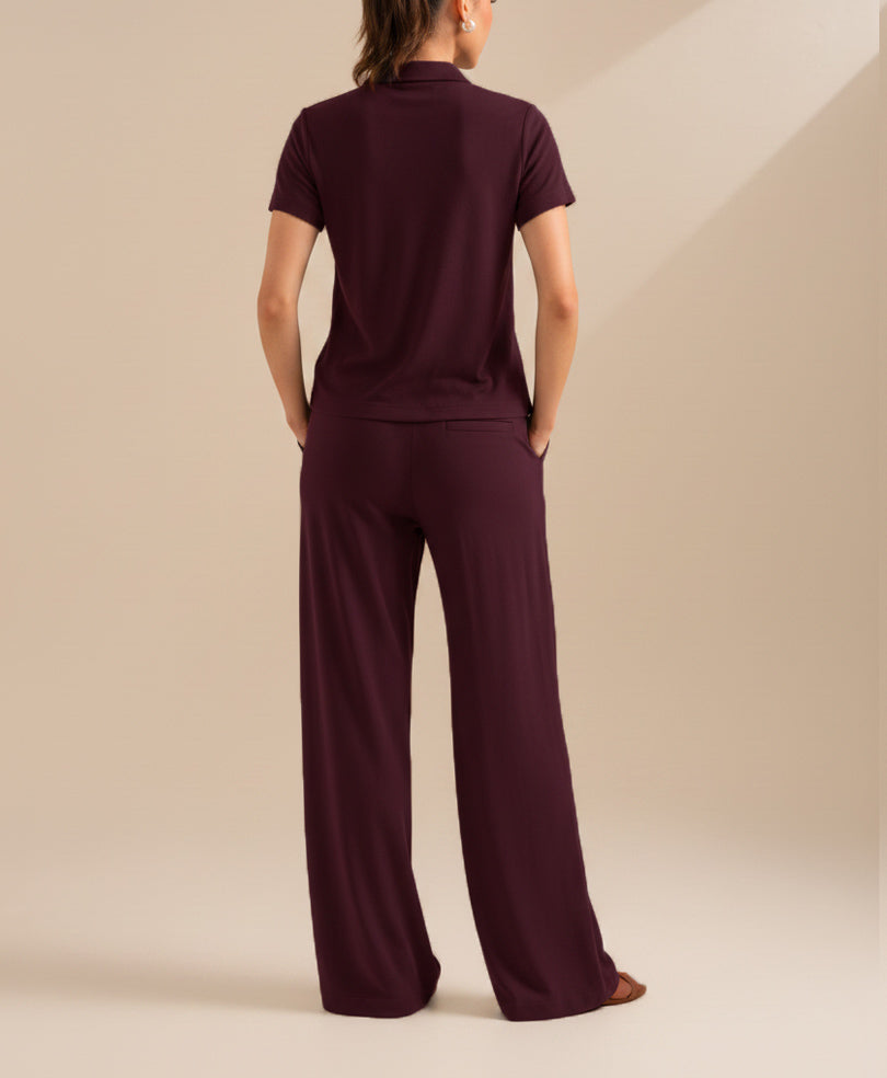 Day Ease Burgundy Zip POLO (Women)