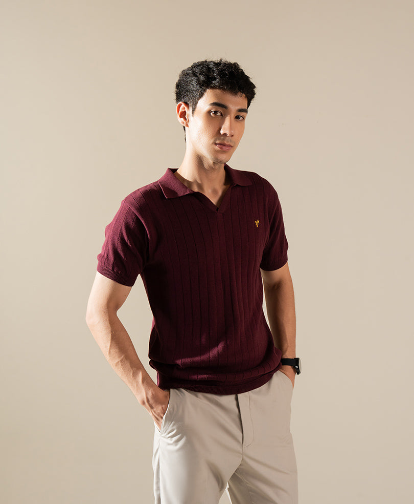 Maroon Knitted POLO