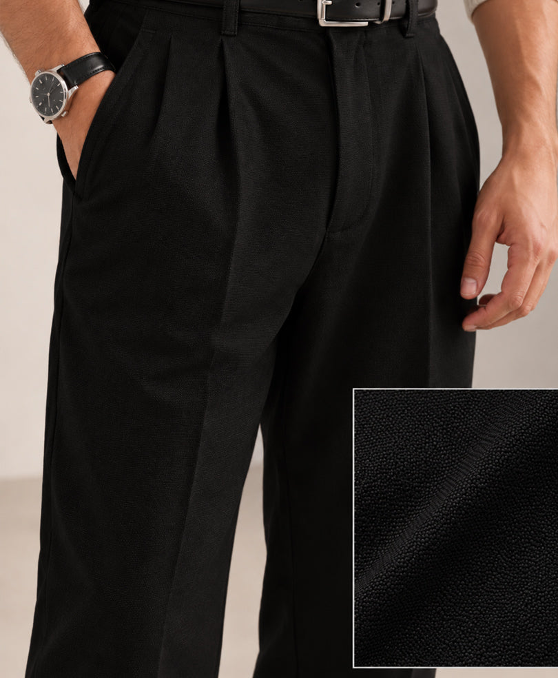 Black Pleated Trouser Pants