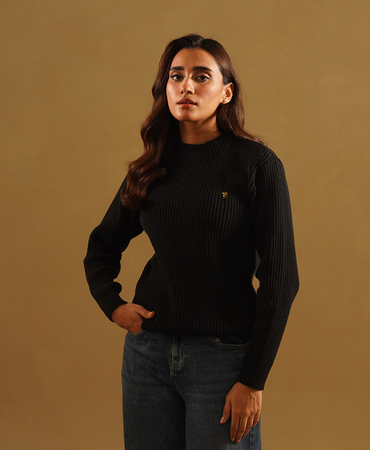 Black Mock Neck Sweater (Women)