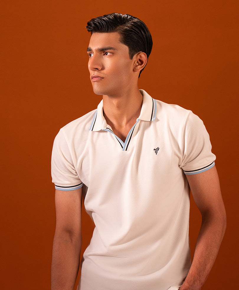 White V Neck POLO