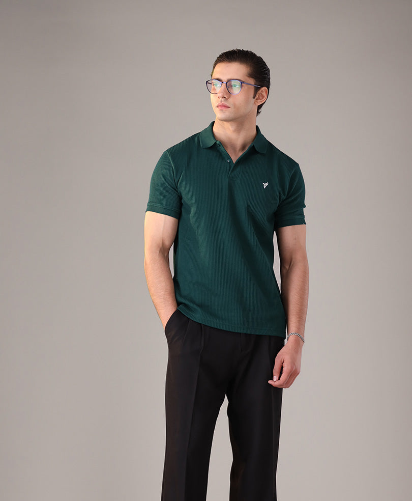 Green Forest Waffle Knit POLO