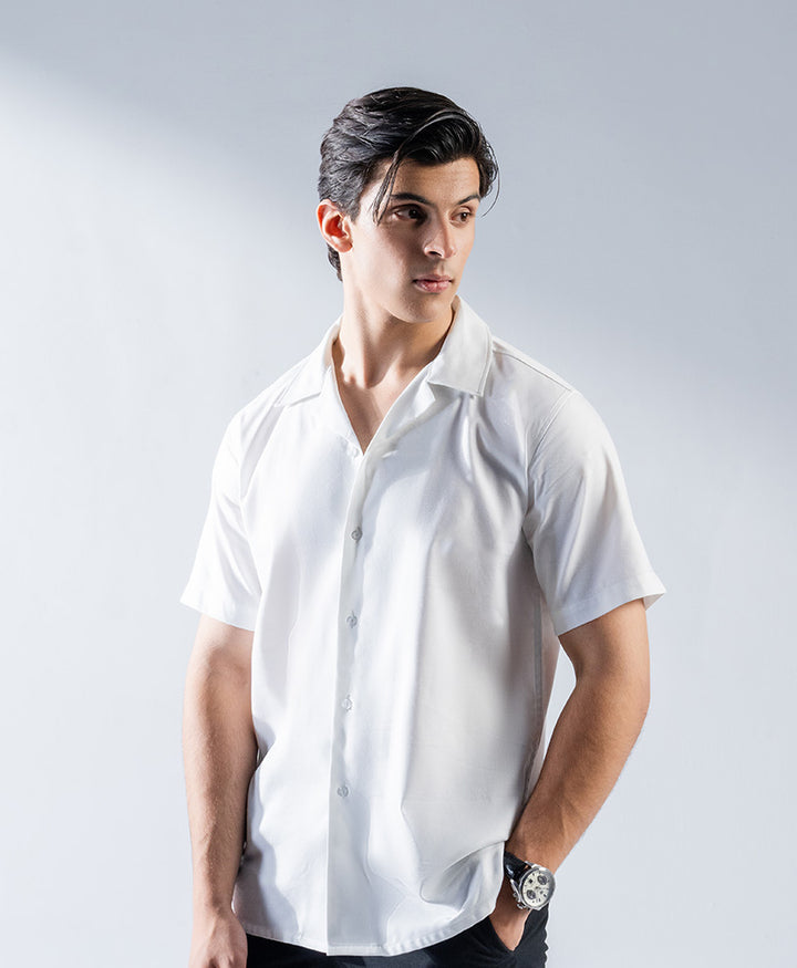 White Cuban Collar Shirt