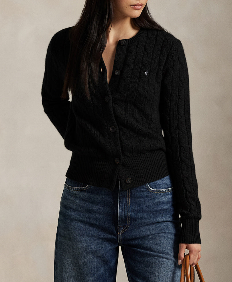 Black Cable Knit Cardigan (Women)
