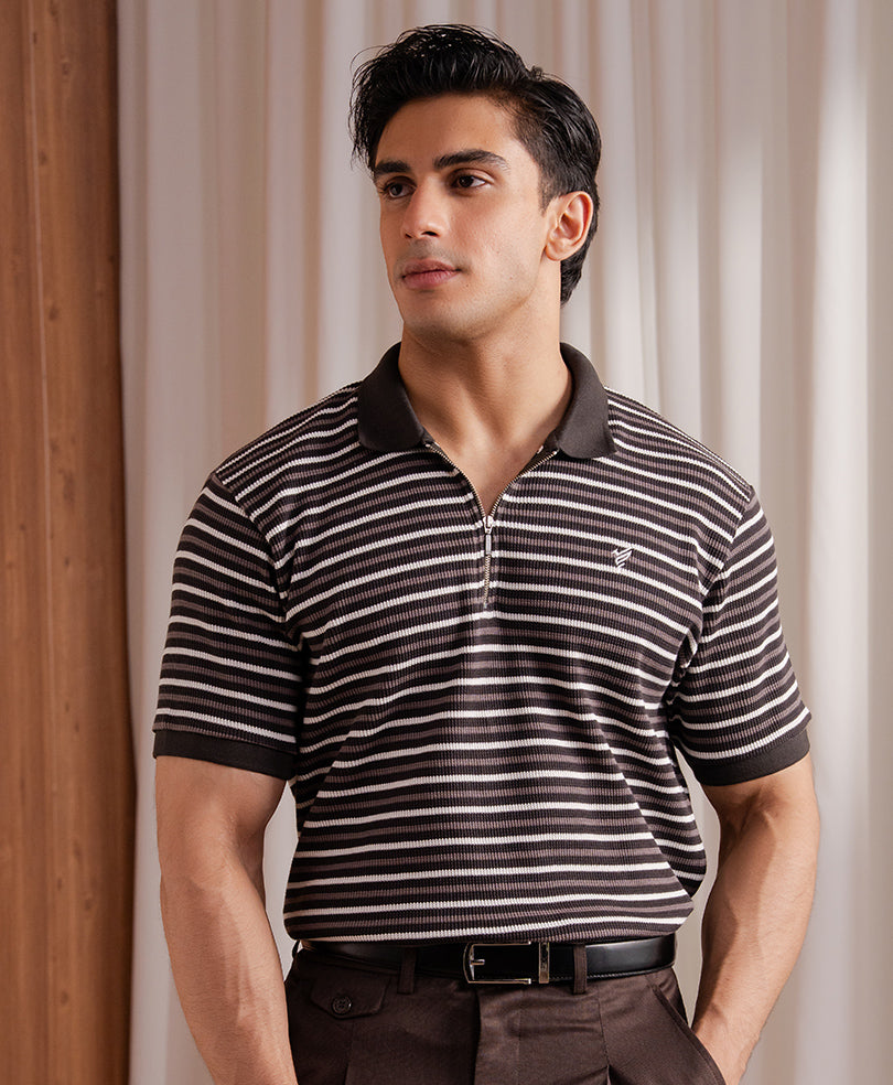 Chocolate Striper Zip POLO