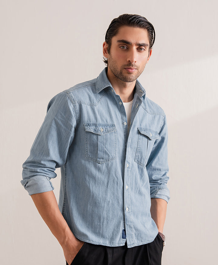 LT Blue Iconic Denim Shirt (Regular Fit)