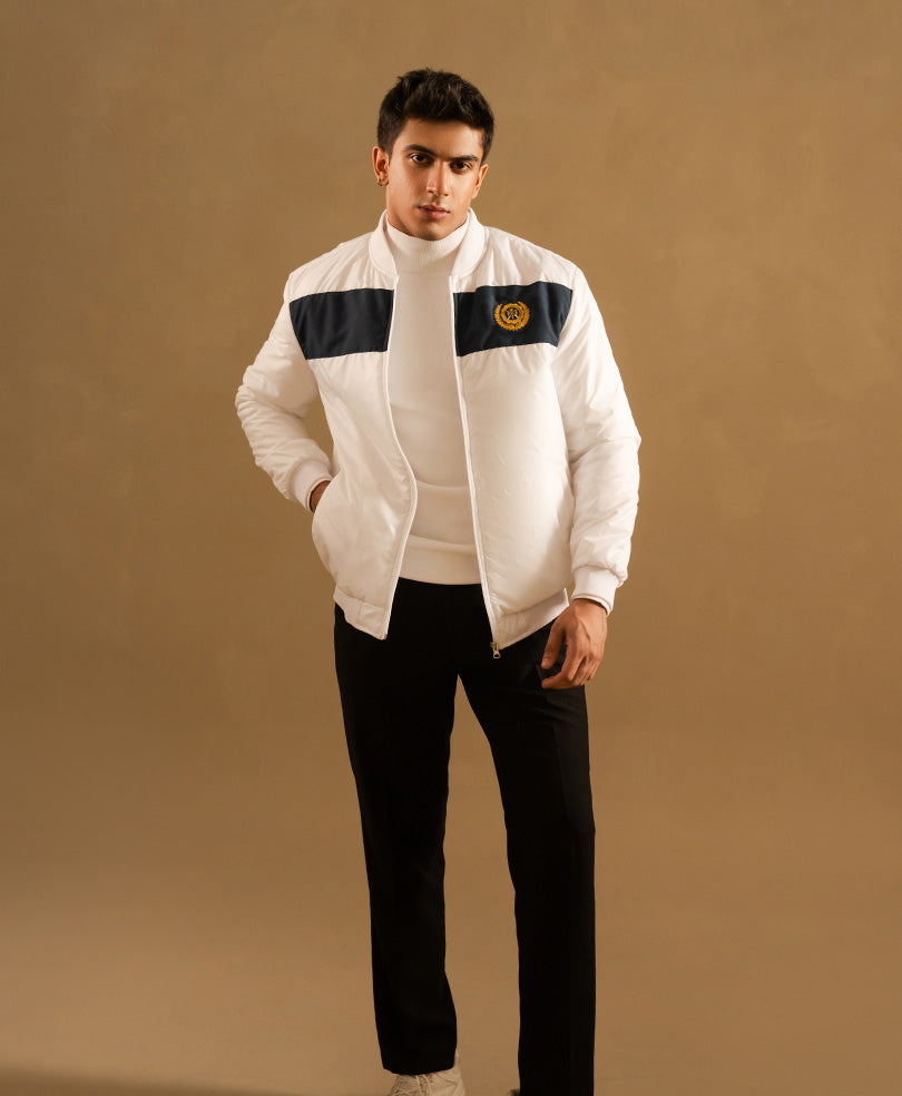 White Sports Bomber Jacket