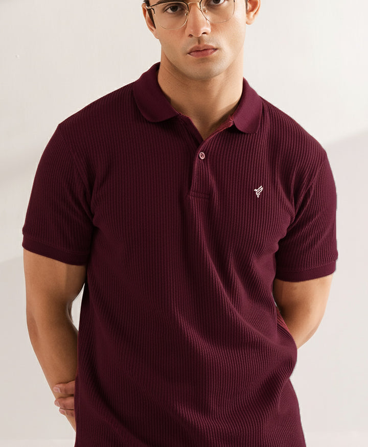 Burgundy Waffle Knit POLO