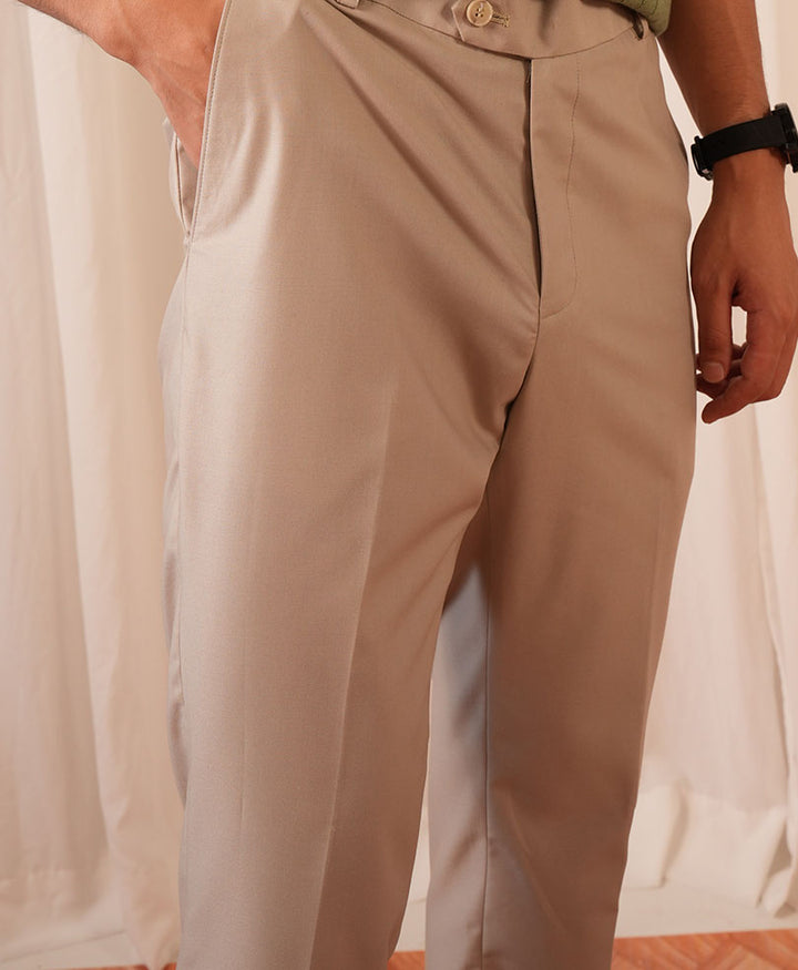 Beige Pleated Dress Pants